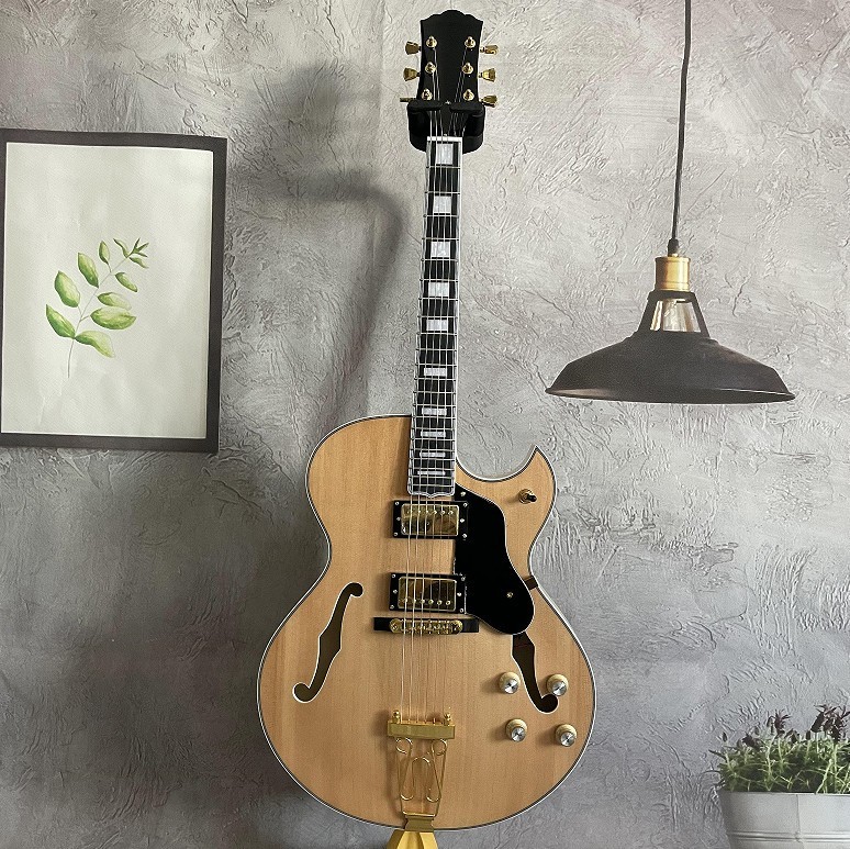 Custom Byrdland Electric Guitar Nature H-H Pickups Jazz 596mm Gold Hardware