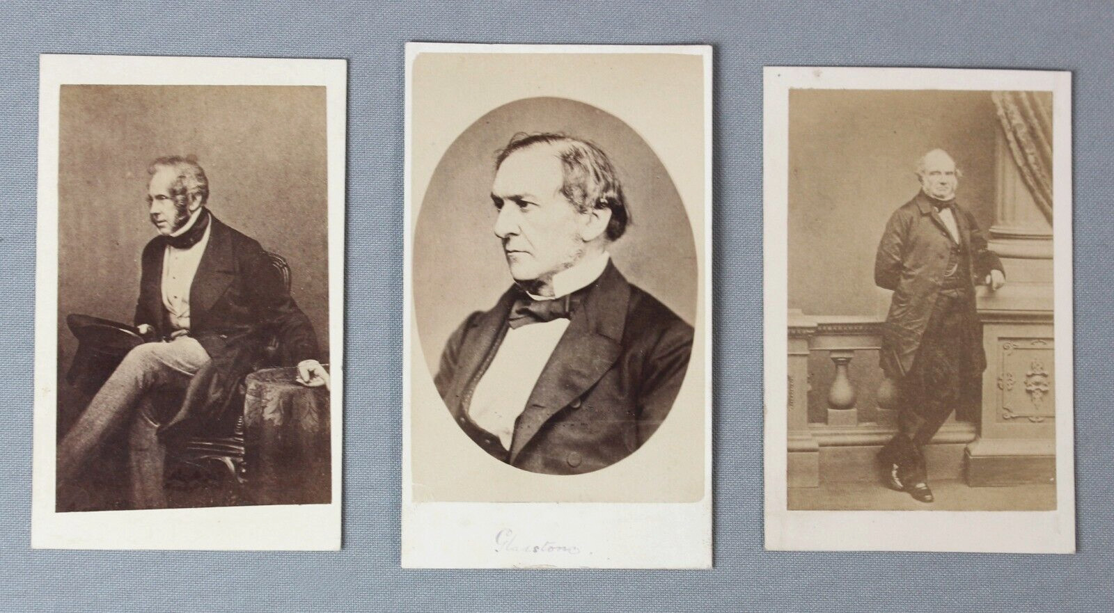 CDVs x 3 - British PRIME MINISTERS - 1860-70s - Russell Gladstone Palmerston