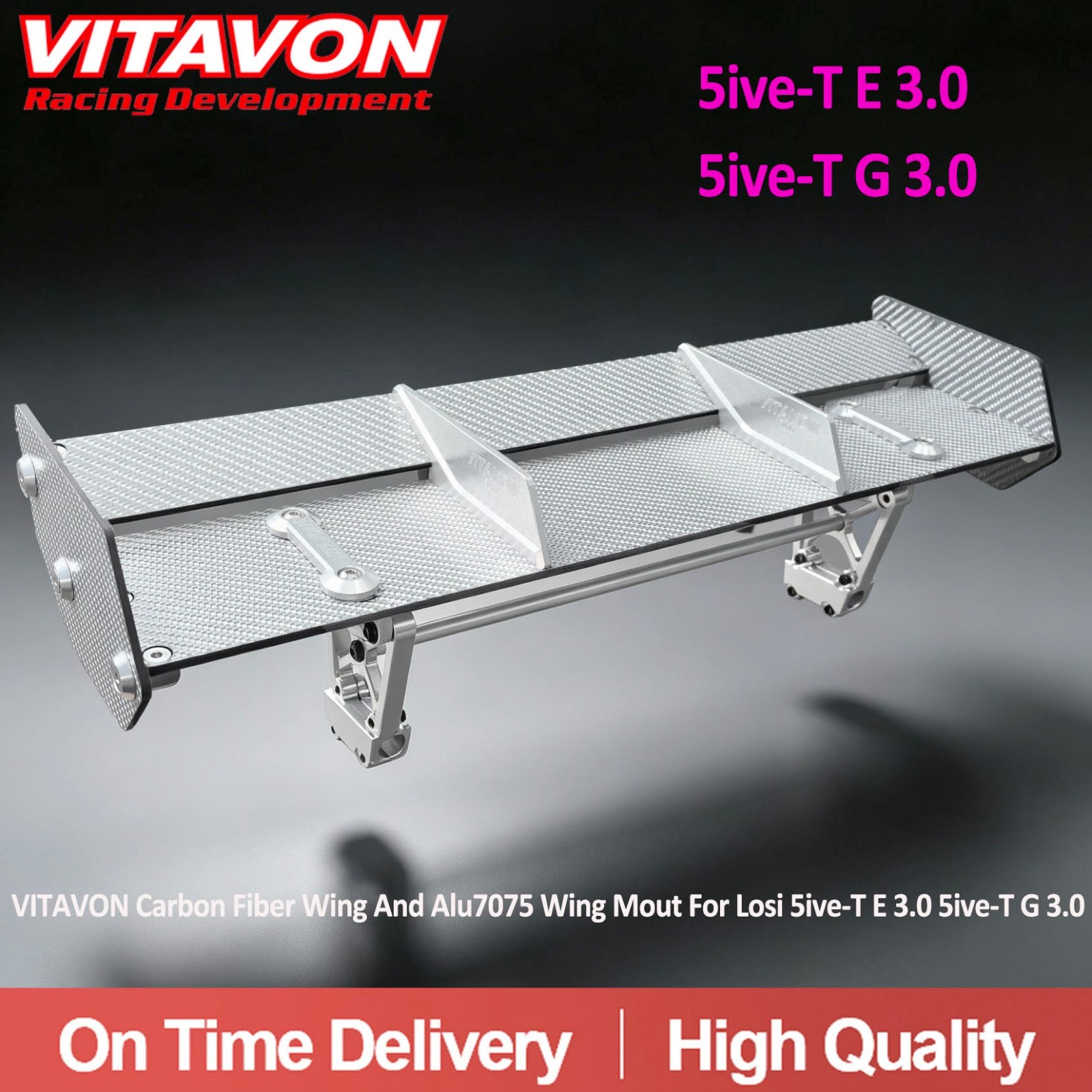 VITAVON Carbon Fiber Wing And Alu7075 Wing Mout For Losi 5T E 3.0 5T G 3.0 1/5
