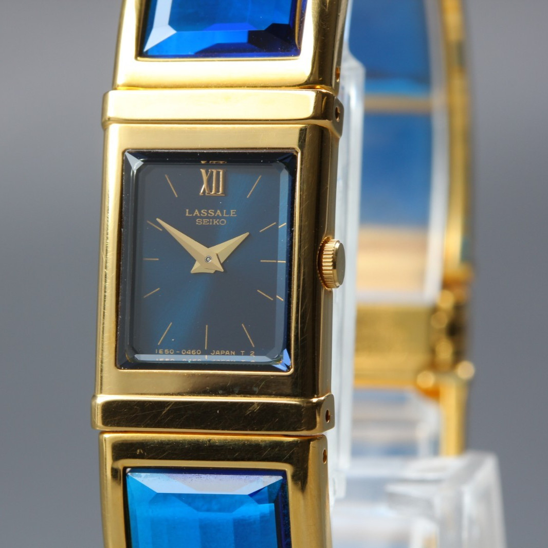 Vintage 1985 [N Mint] Seiko Lassale 1E50-525A Blue 15mm Women's Qz Watch JP #325