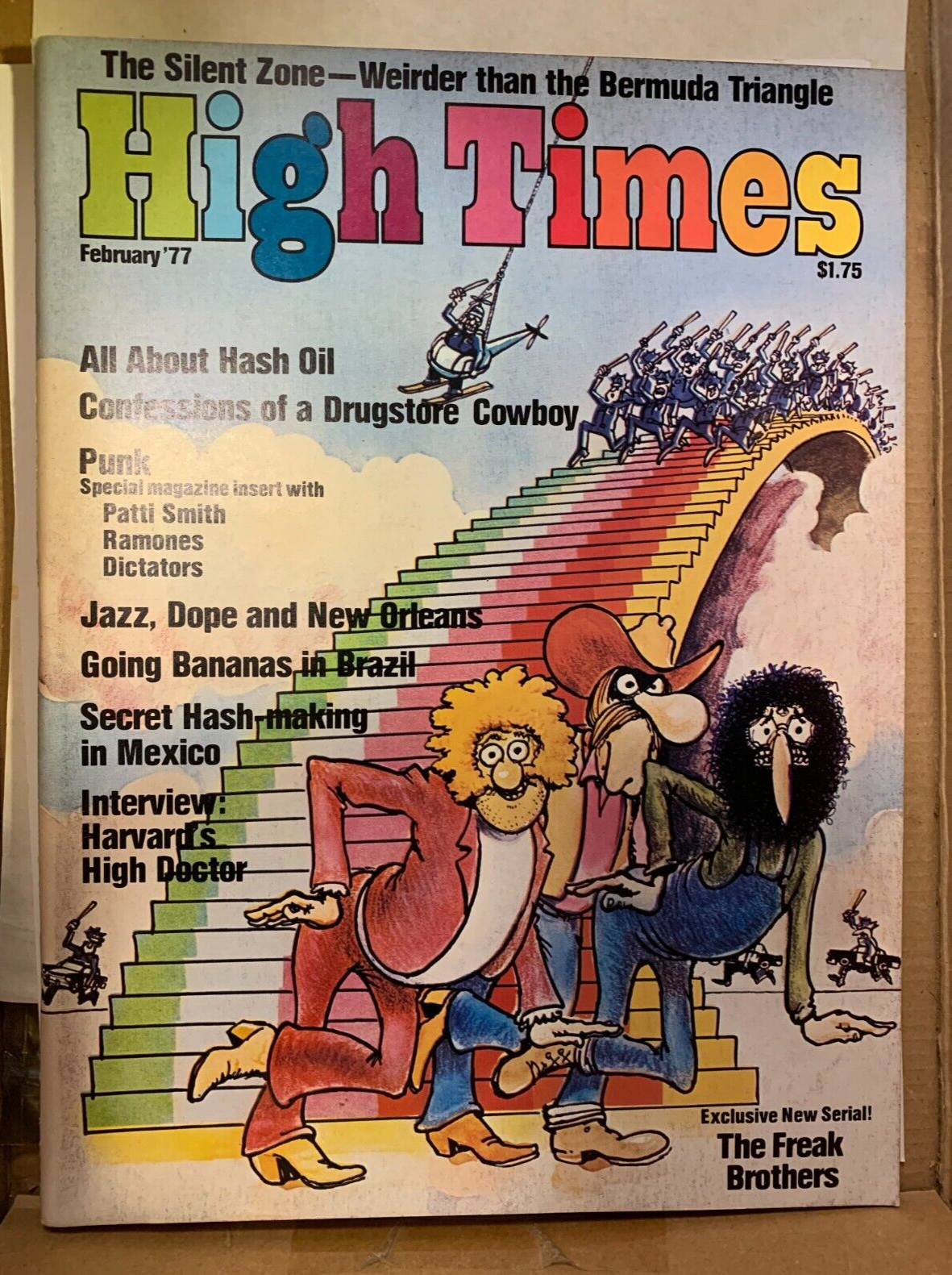 HIGH TIMES DRUGSTORE COWBOY FREAK BROTHERS VINTAGE FEB 1977 MARIJUANA MAGAZINE