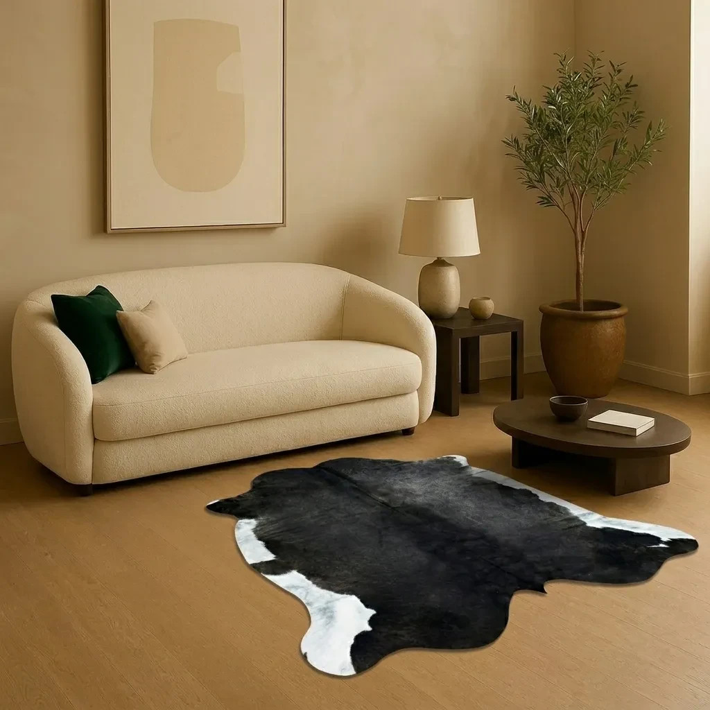 Natural Natural Black Cowhide Rug – Handmade Hair-On Cow Skin Area Rug Natural Natural Black Cowhide Rug – Handmade Hair-On Cow Skin Area Rug