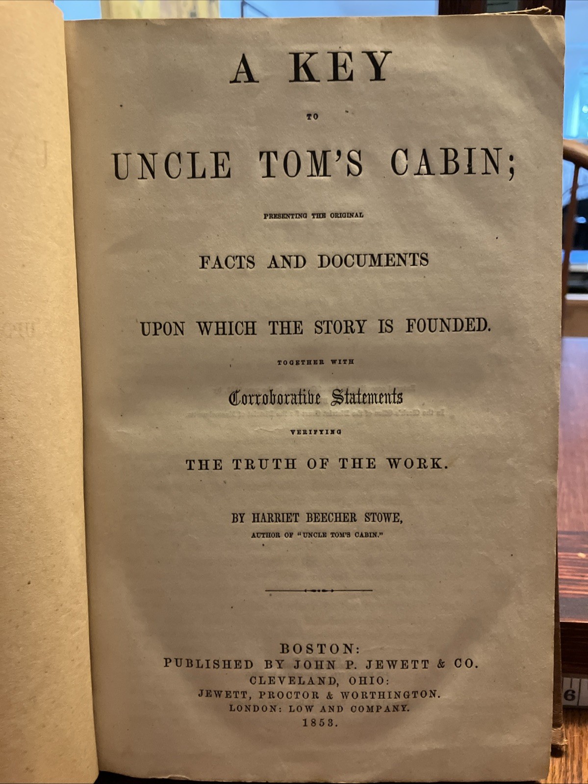 1853 – A Key to Uncle Tom\'s Cabin – Harriet Beecher Stowe | First Edition