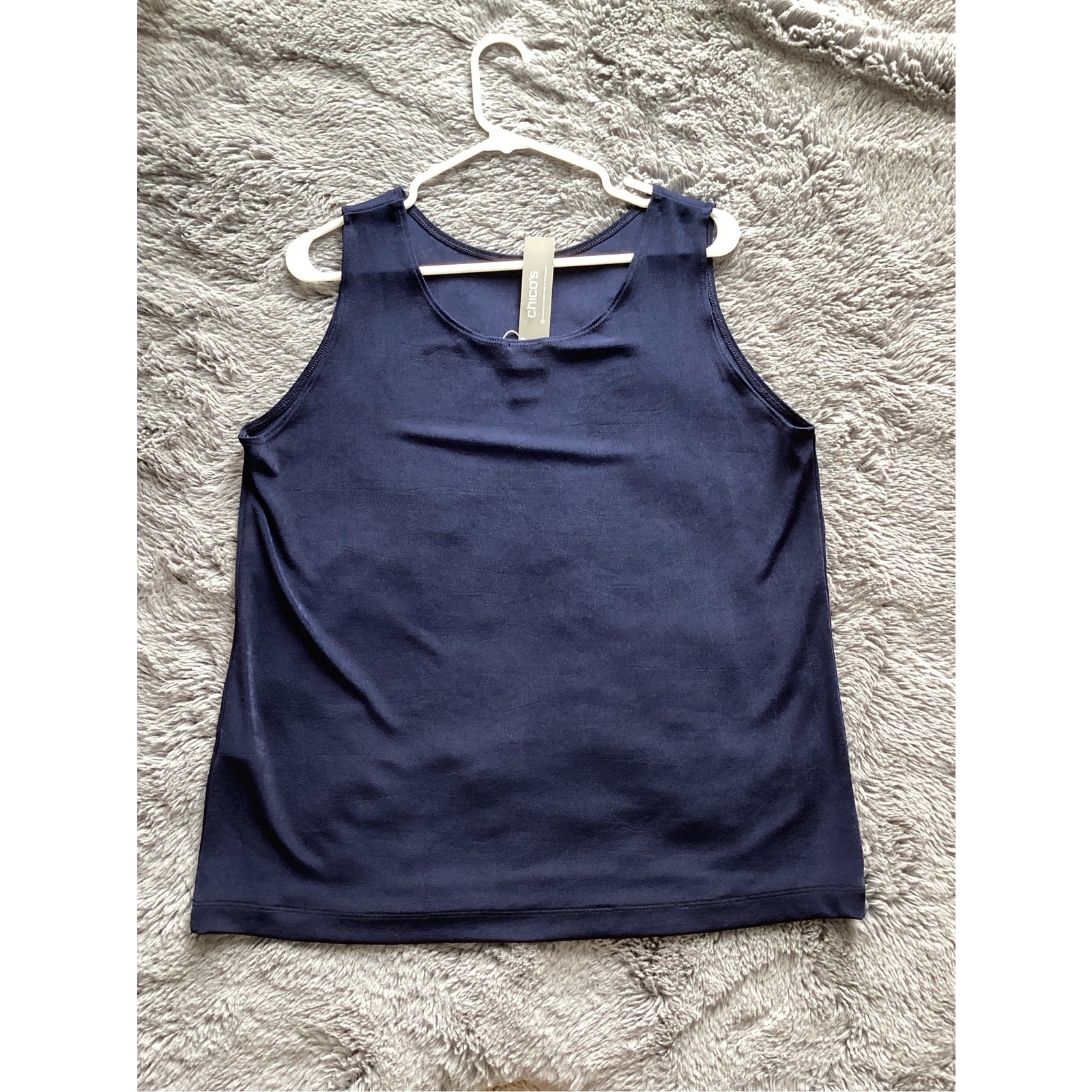 New Chico\'s Travelers Reversible Knit Tank Shell Top Women\'s Navy SZ 3 US XL