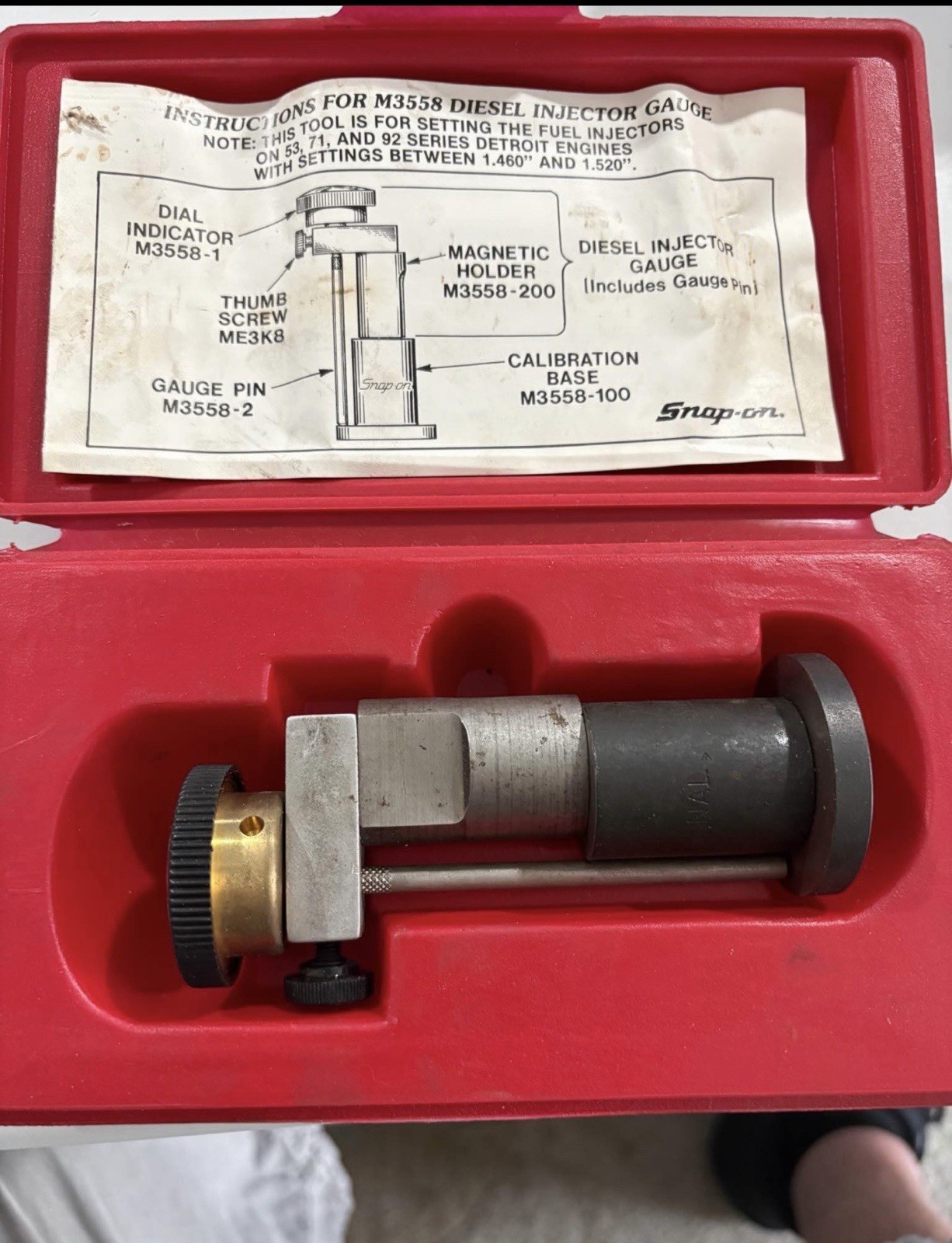 Snap-on M3558 Detroit Diesel Injector Timing Gauge With Case