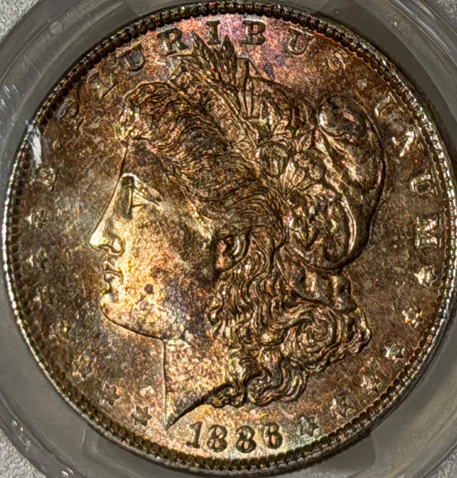 1886 P Morgan Silver Dollar PCGS MS64 Toned in Shades of Lavender & Copper