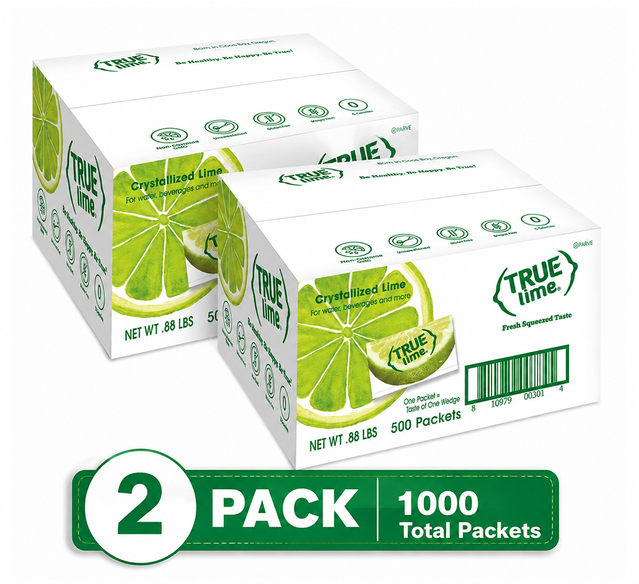 True Lime Crystallized Lime Packets 500 Count Each, Pack of 2 – 1000 Total