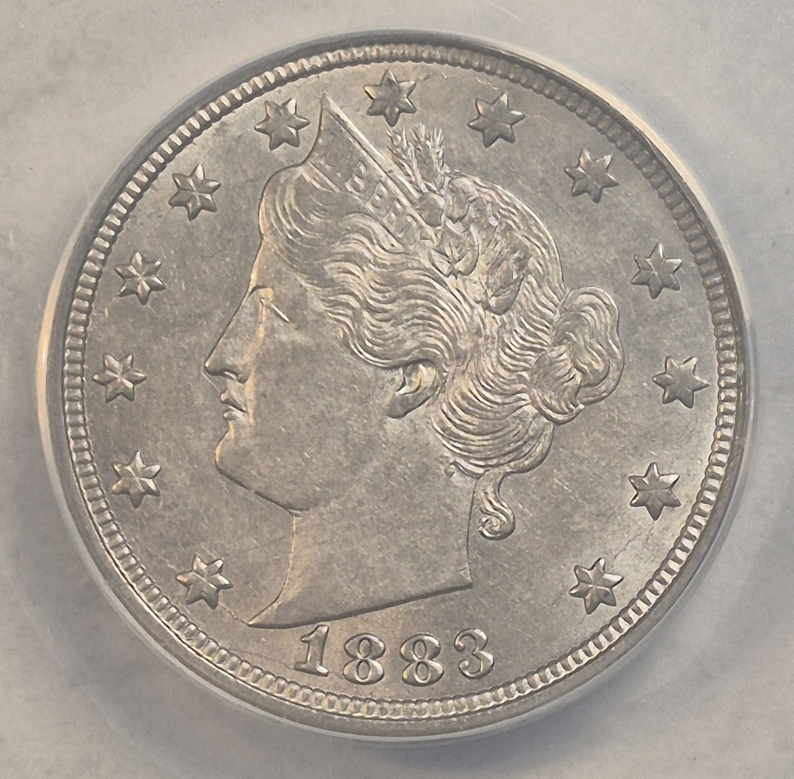 1883 5C ANACS AU 55 NO CENTS