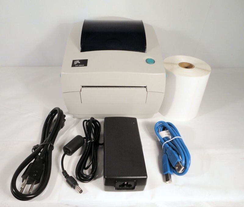 Zebra LP 2844 UPS printer with power, USB and 250 labels .