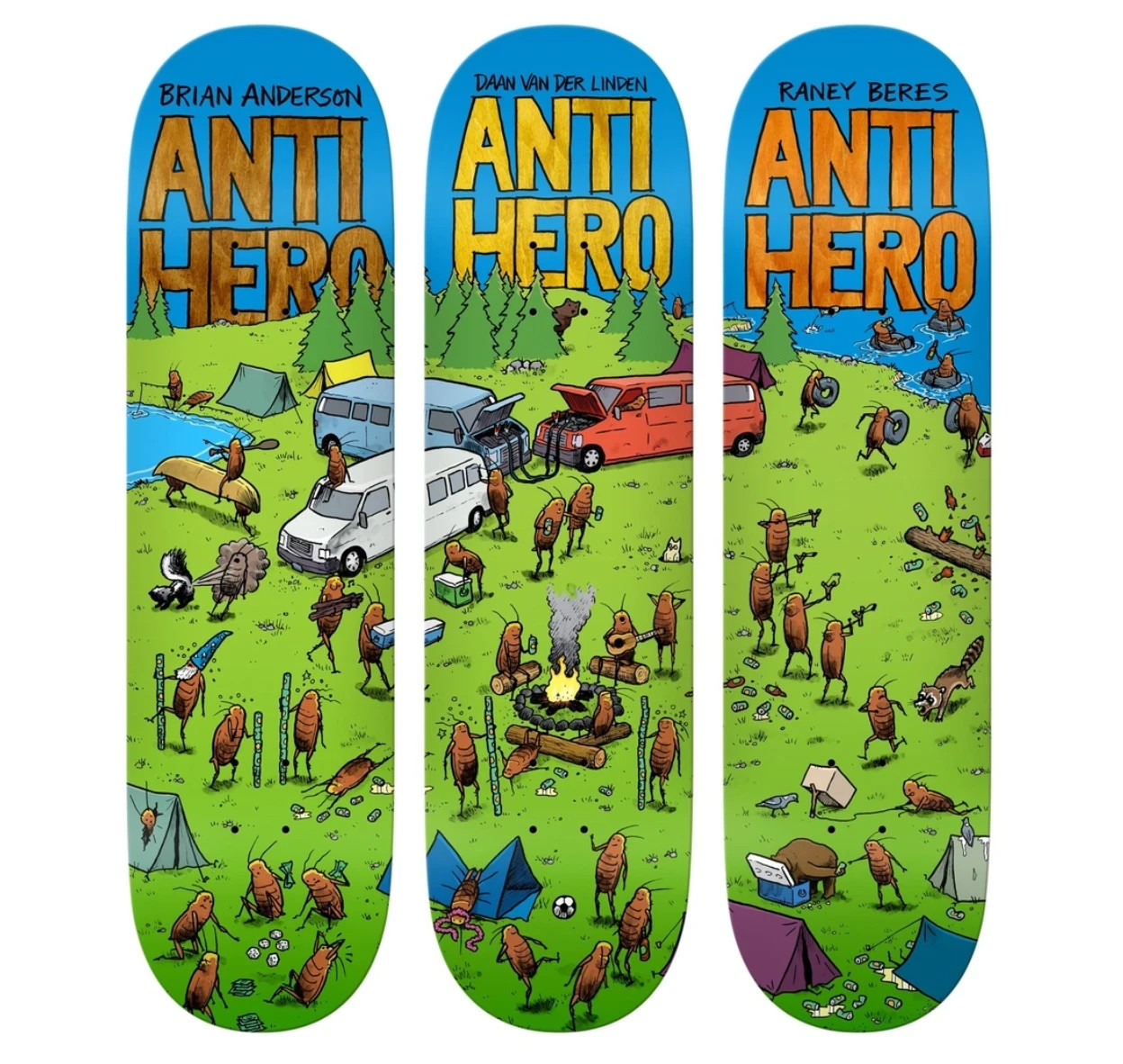Anti Hero Todd Francis Art Roached Out II Series Full Set 3 Skateboard Decks