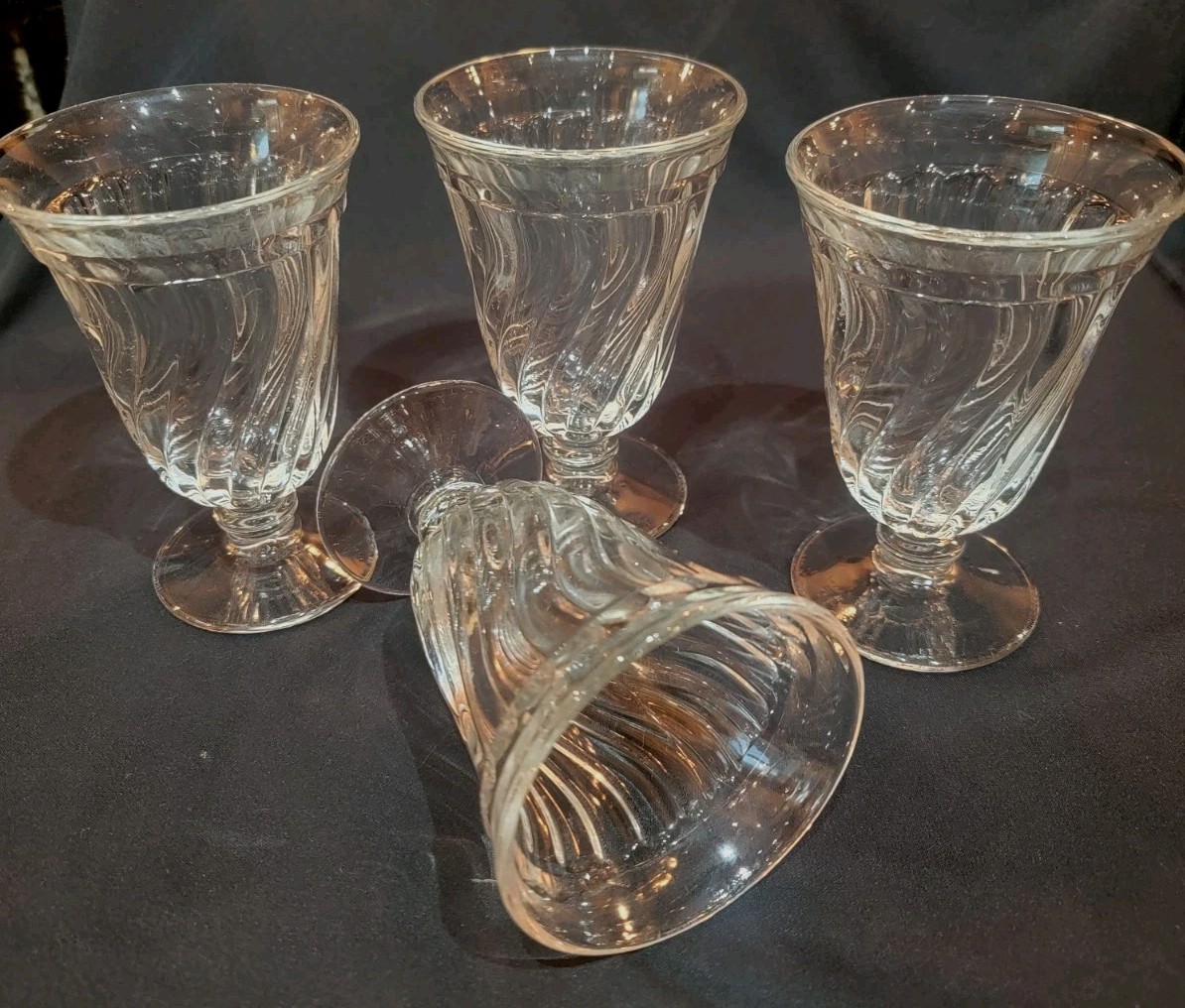 4 Fostoria COLONY Swirl Footed Iced Tea Glasses 5 3/4\ 4 Fostoria COLONY Swirl Footed Iced Tea Glasses 5 3/4\