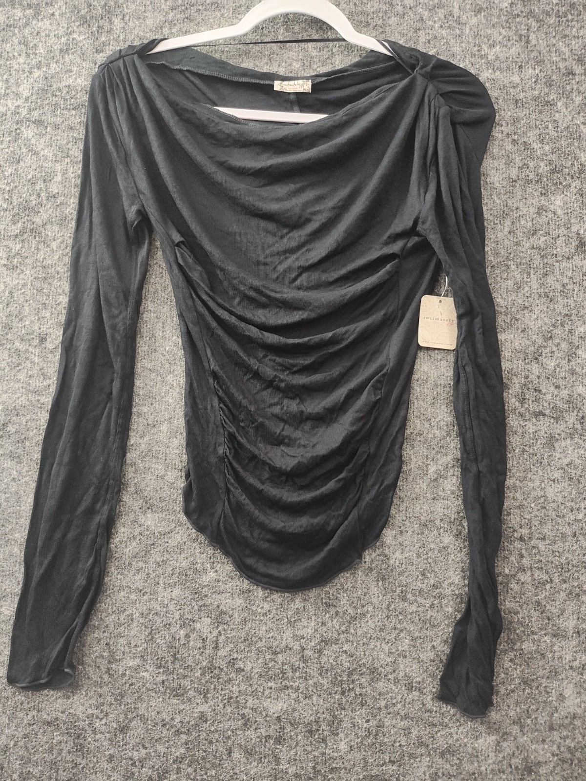 Free People Intimately Ribbed Ruched Top Black Size XS Long Sleeve Viscose Free People Intimately Ribbed Ruched Top Black Size XS Long Sleeve Viscose