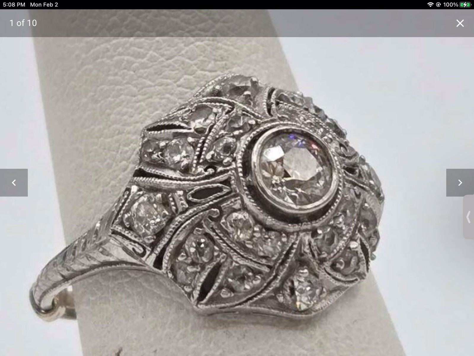Vintage PLATINUM DIAMOND FANCY OPEN WORK RING—this is the one