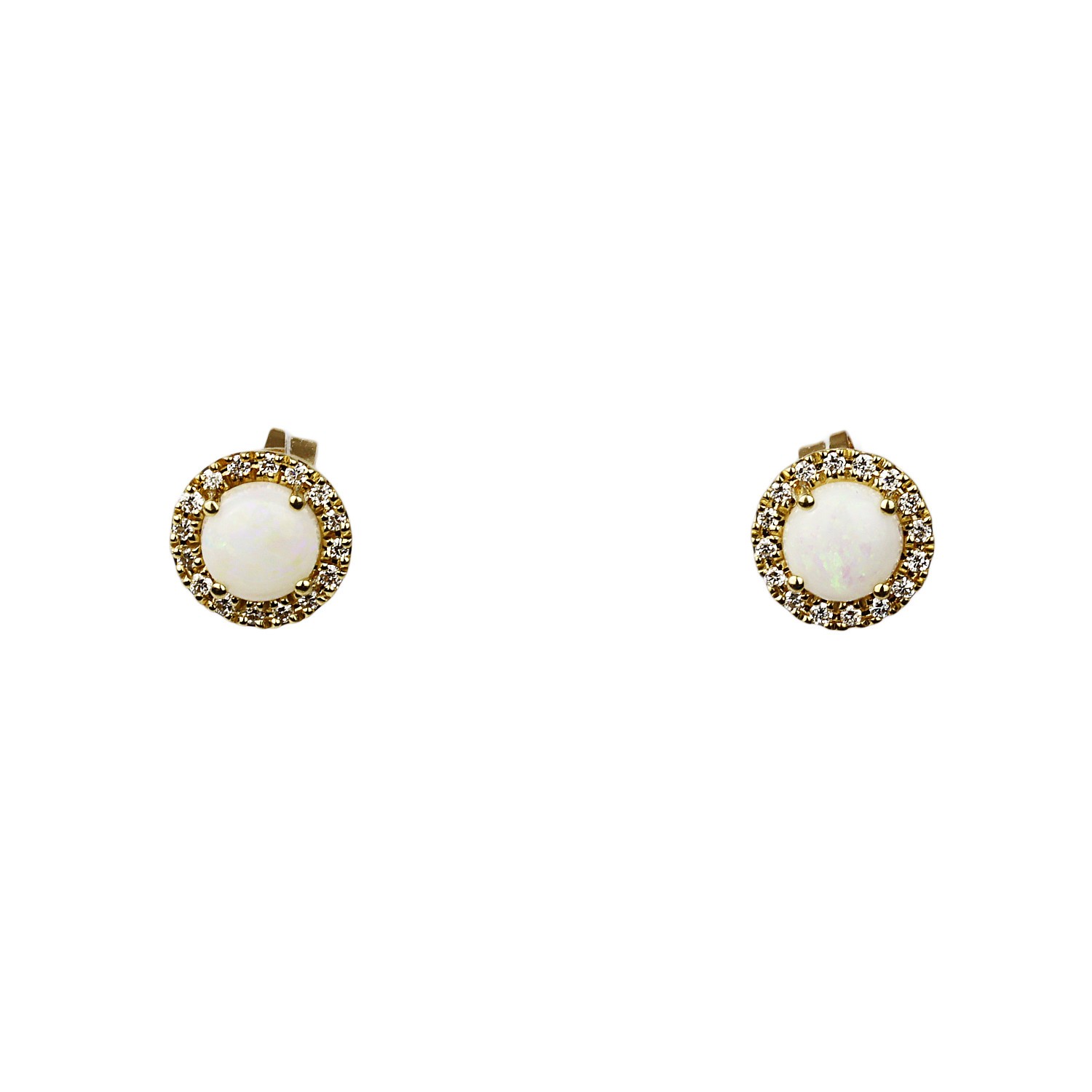 EFFY Women\'s 14k Yellow Gold, Diamond, Opal Stud Earrings