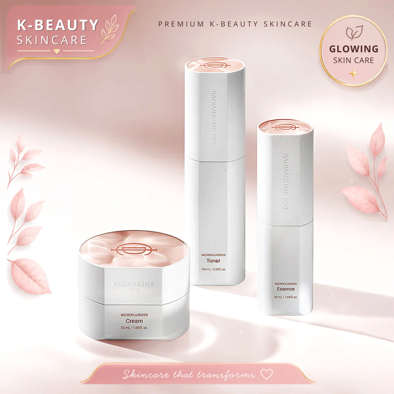 ICD Radiansome 100 Premium 3PC Skincare Set, New, 