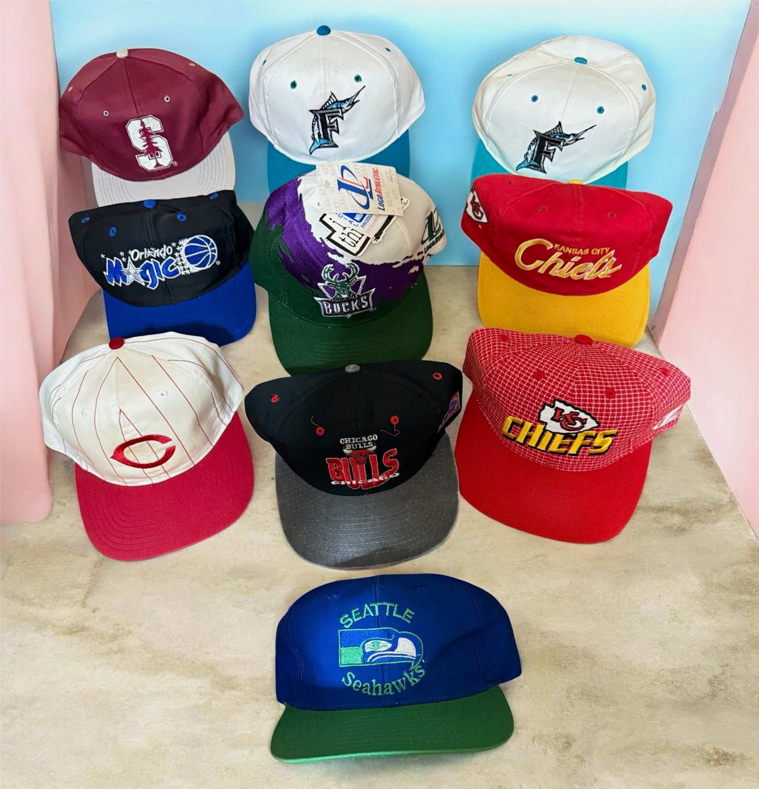 Vintage Bucks splash logo athletic magic  bulls sports specialties 10 lot chiefs