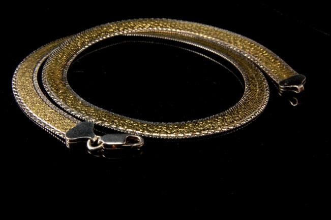 VINTAGE MILOR ITALY 925 STERLING GOLD PLATED ELEGANT LINK NECKLACE CHOKER