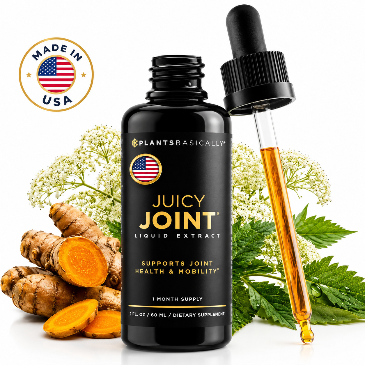 Juicy Joint Liquid Extract Joint Mobility Relief Organic Vegan USA Made 2oz