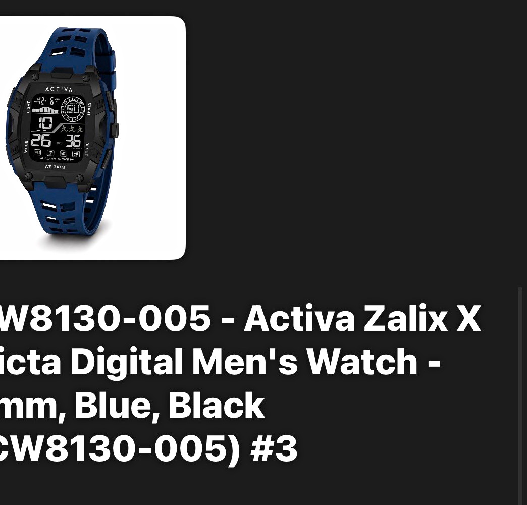 Activa Zalix Men’s Digital Quartz Watch 46mm Black/Blue Silicone 30m Activa Zalix Men’s Digital Quartz Watch 46mm Black/Blue Silicone 30m
