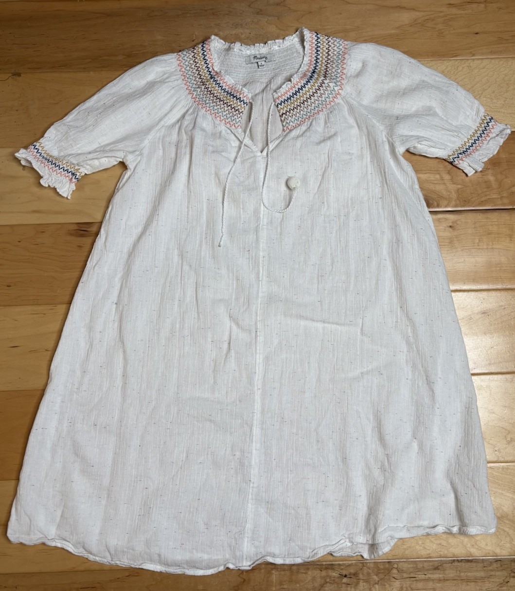 Madewell White Cotton Peasant Blouse Popover Top V-Neck Cottagecore 2 Piece Sz S