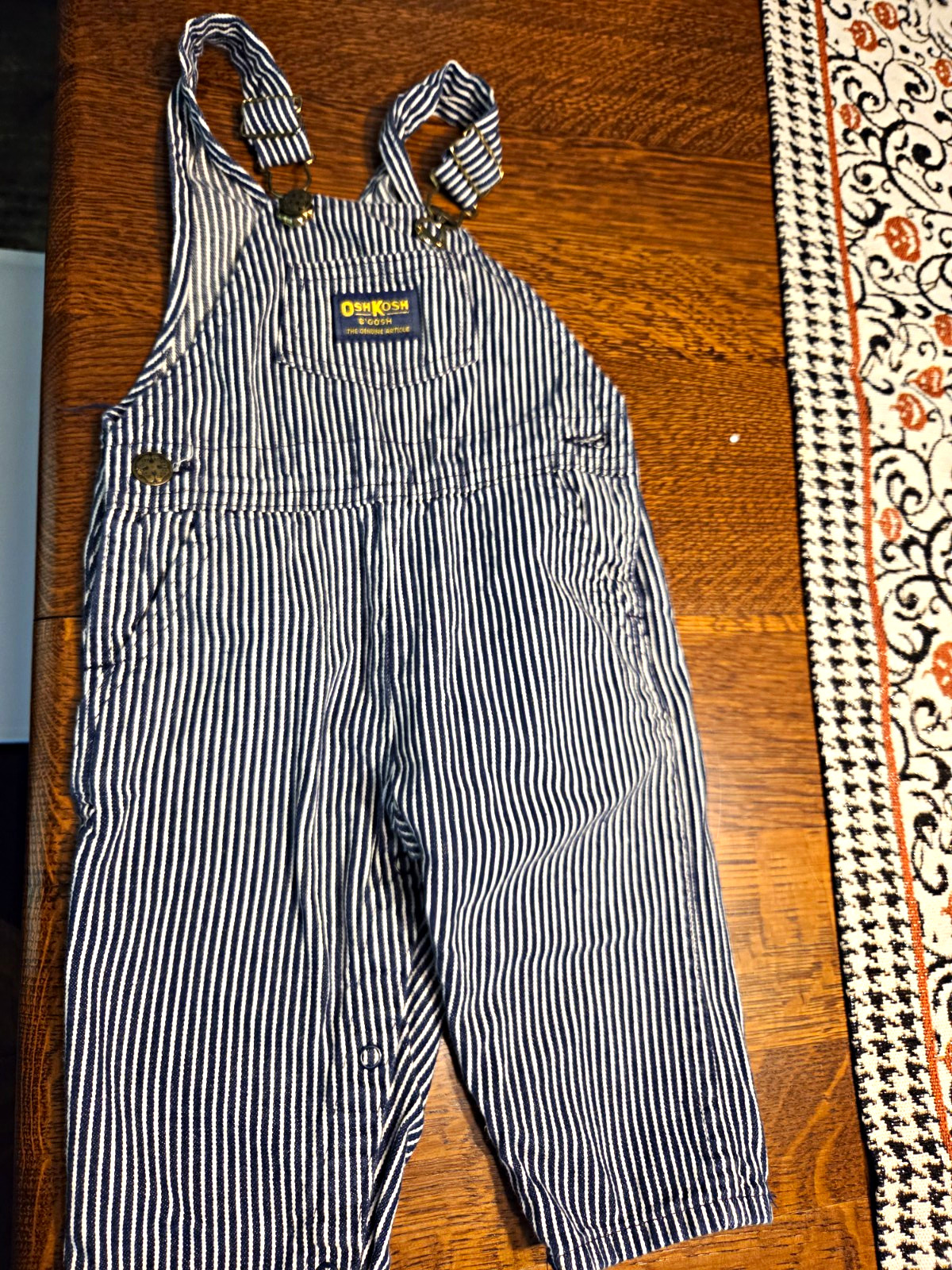 Vintage OshKosh B'gosh Blue/White Striped Denim Bib Overalls  18M 1992