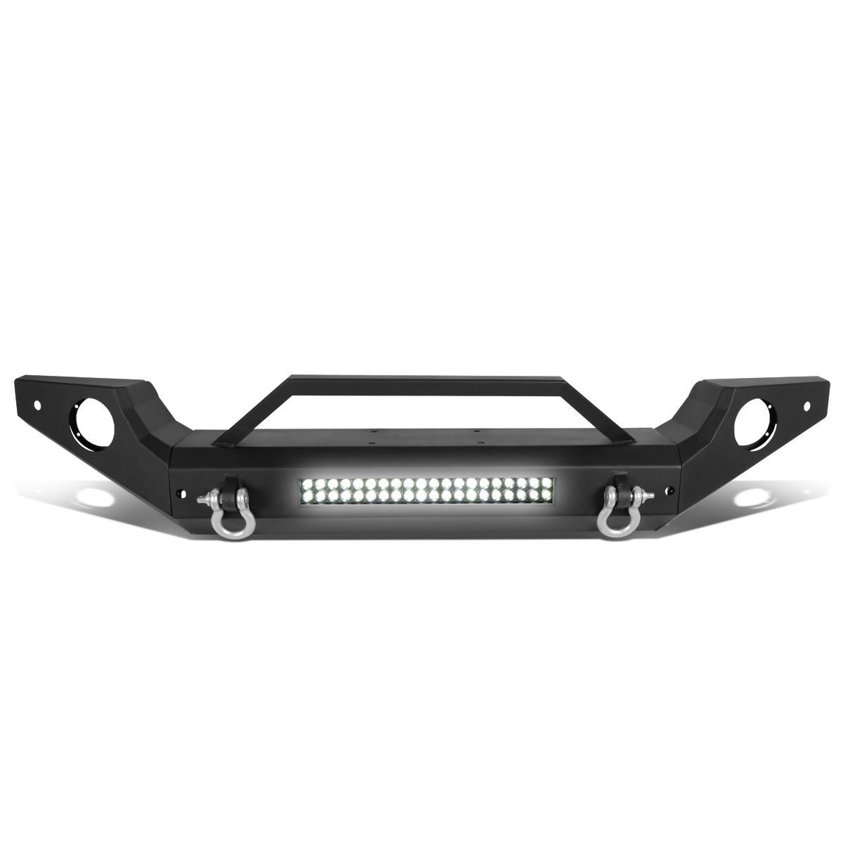 For 18-22 Jeep Wrangler JL Steel Front Bumper w/LED Bar+D-Shackle+Fog Light Hole For 18-22 Jeep Wrangler JL Steel Front Bumper w/LED Bar+D-Shackle+Fog Light Hole