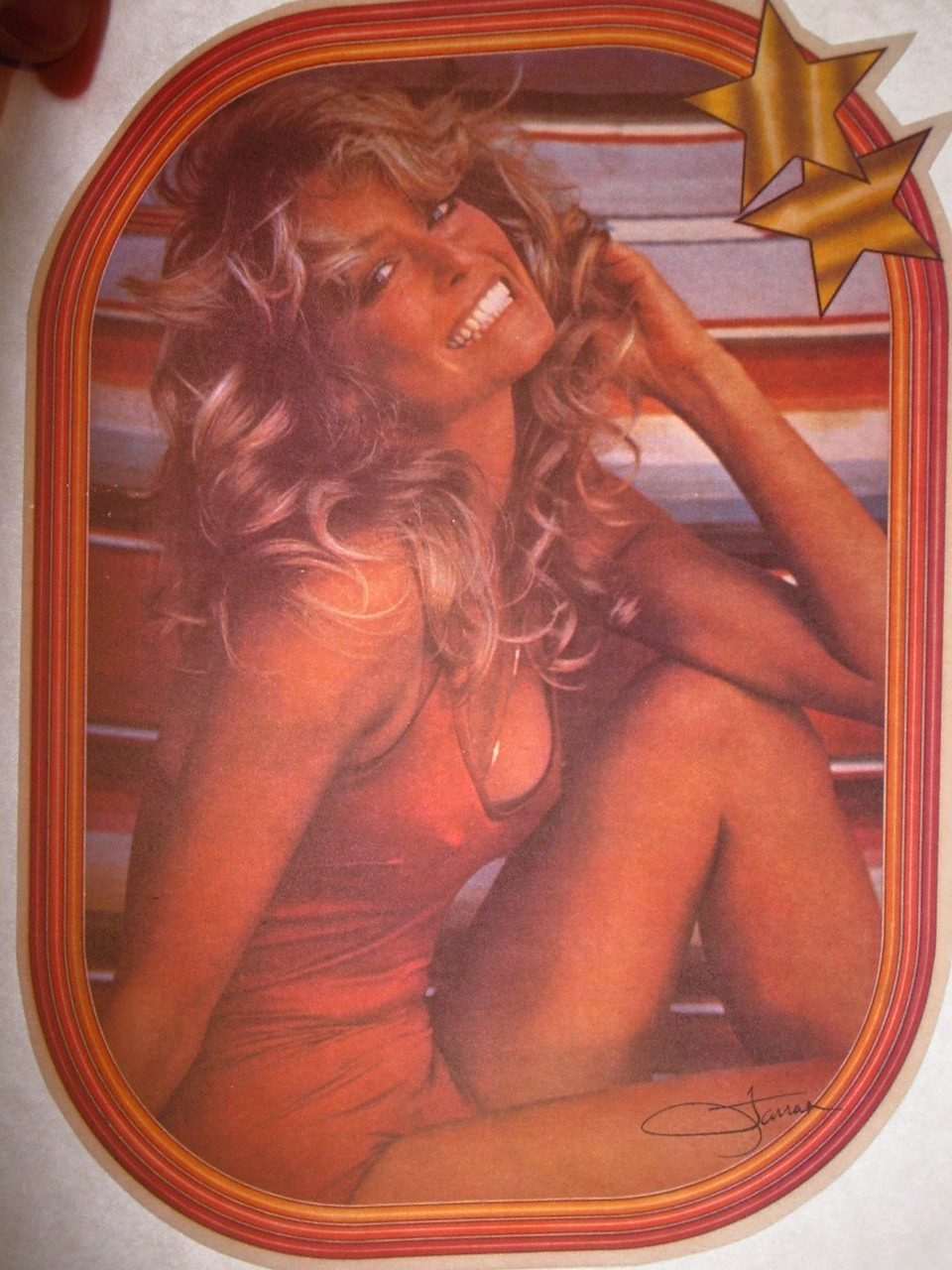 FARRAH FAWCETT ICONIC SWIMSUIT VINTAGE 1970's CLASSIC IRON ON TRANSFER NICE B-15