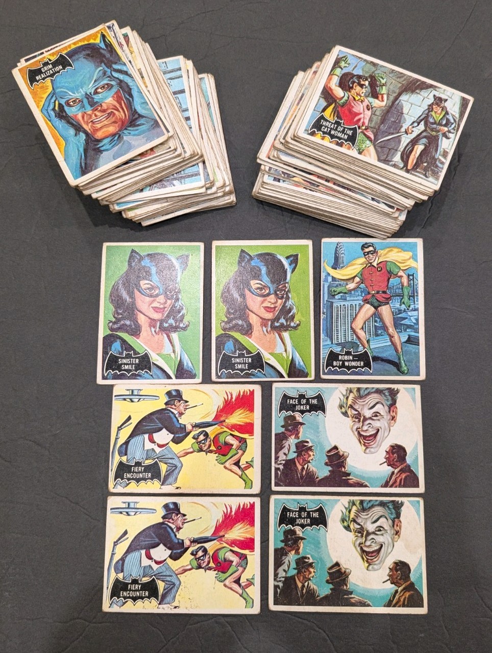 1966 Topps Batman Black Bat Cards Lot of 124 Joker Robin Catwoman Penguin rookie