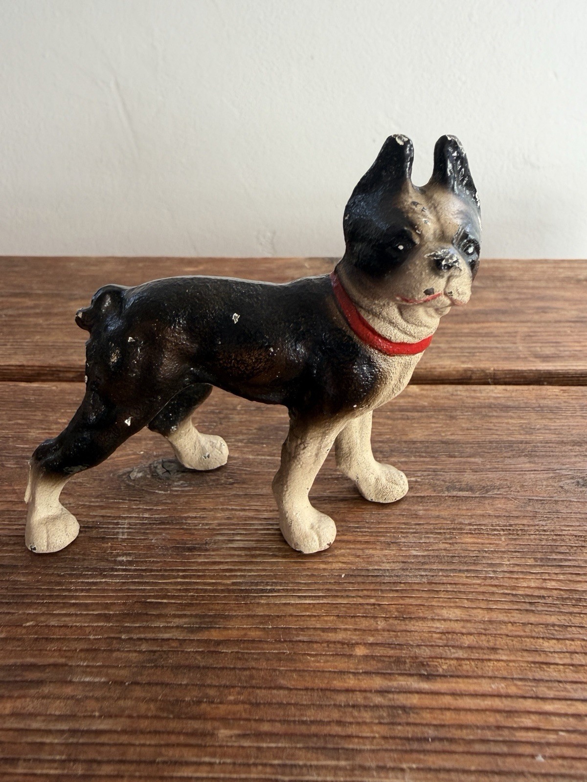 Antique Hubley Small Cast Iron Boston Terrier Dog Figurine Paperweight 3”