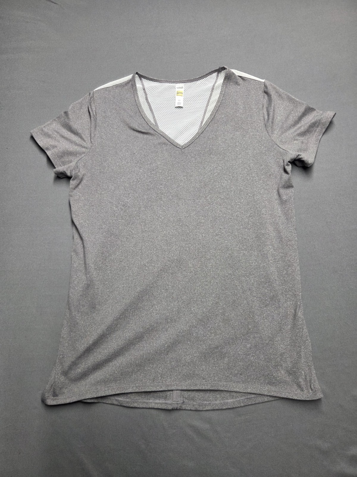 Lole Montreal Heather Grey Mesh Back V-Neck Athletic T-Shirt Women\'s Size S