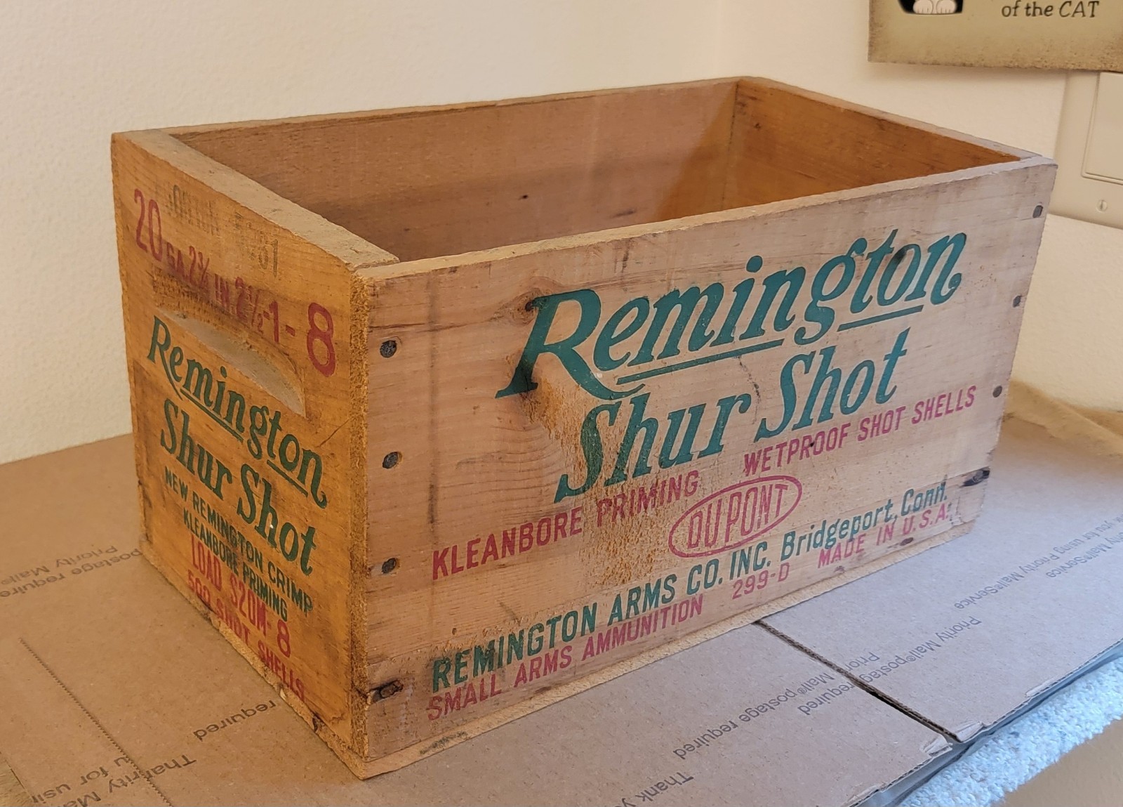 Vintage Remington Shur Shot Ammo Box WOOD CRATE hunting Fishing Gun Ammunition 