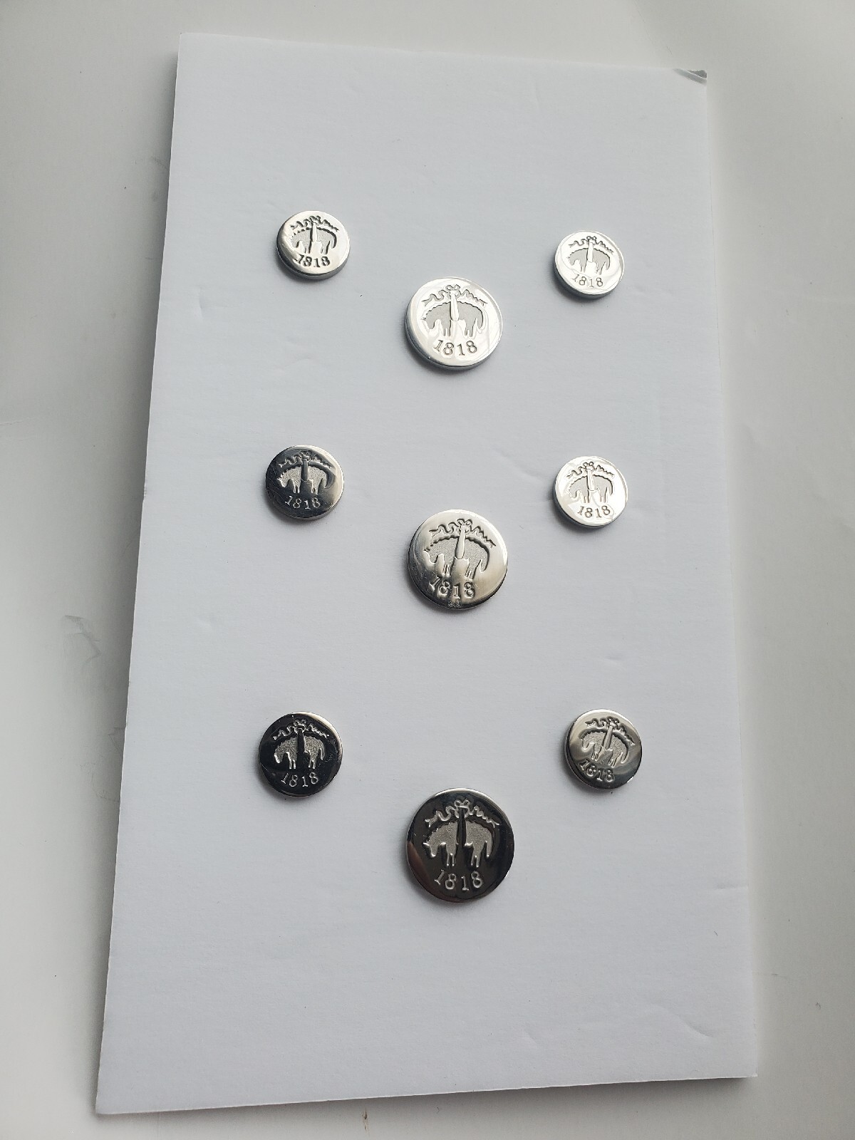 Brooks Brothers 1818 brand new set of 9 Replacement Sylver Metal Buttons Brooks Brothers 1818 brand new set of 9 Replacement Sylver Metal Buttons