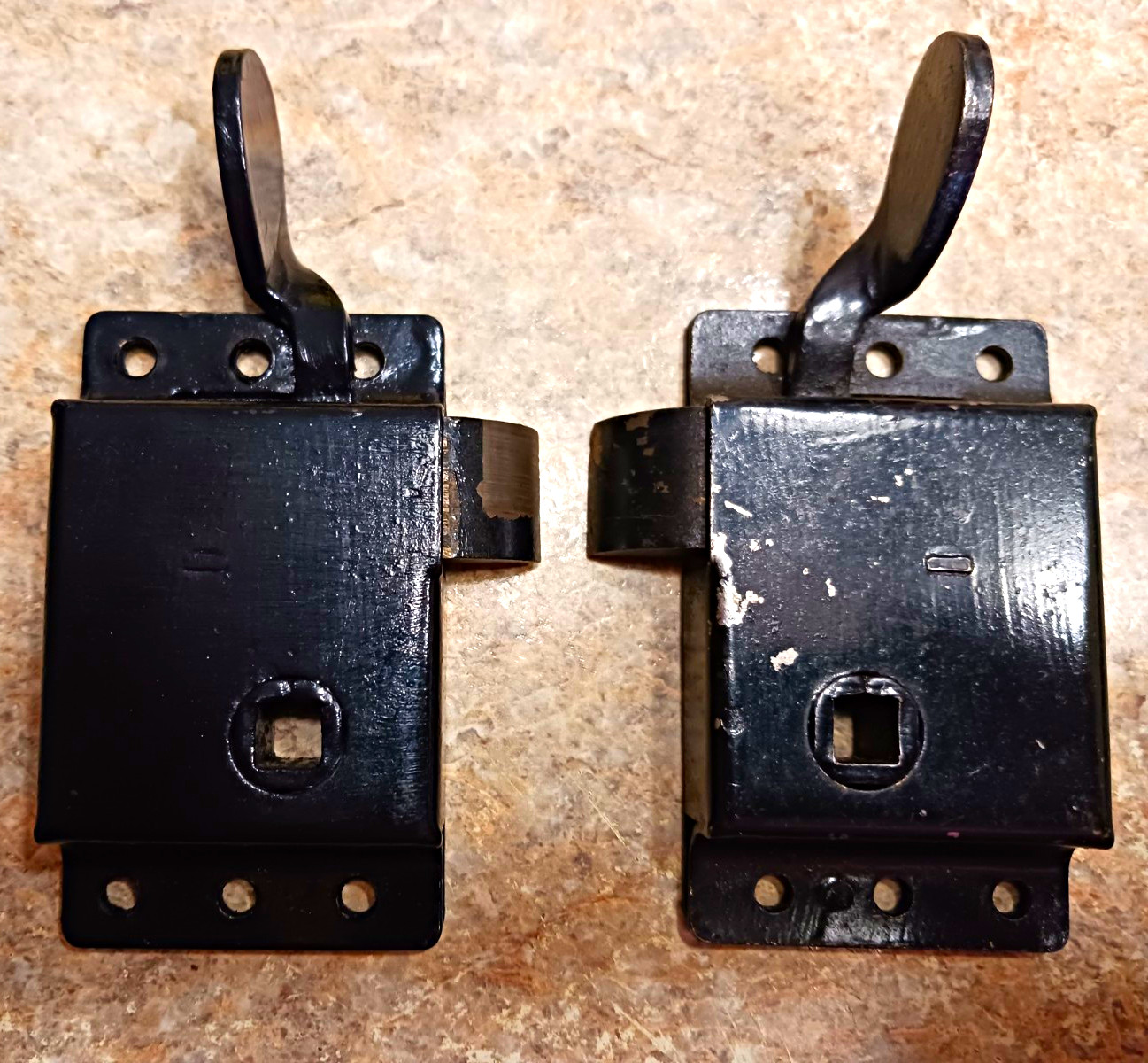 A.L. Hansen Mfg. Co. Cab/Cabinet Metal, Black, Antique Original, One Pair