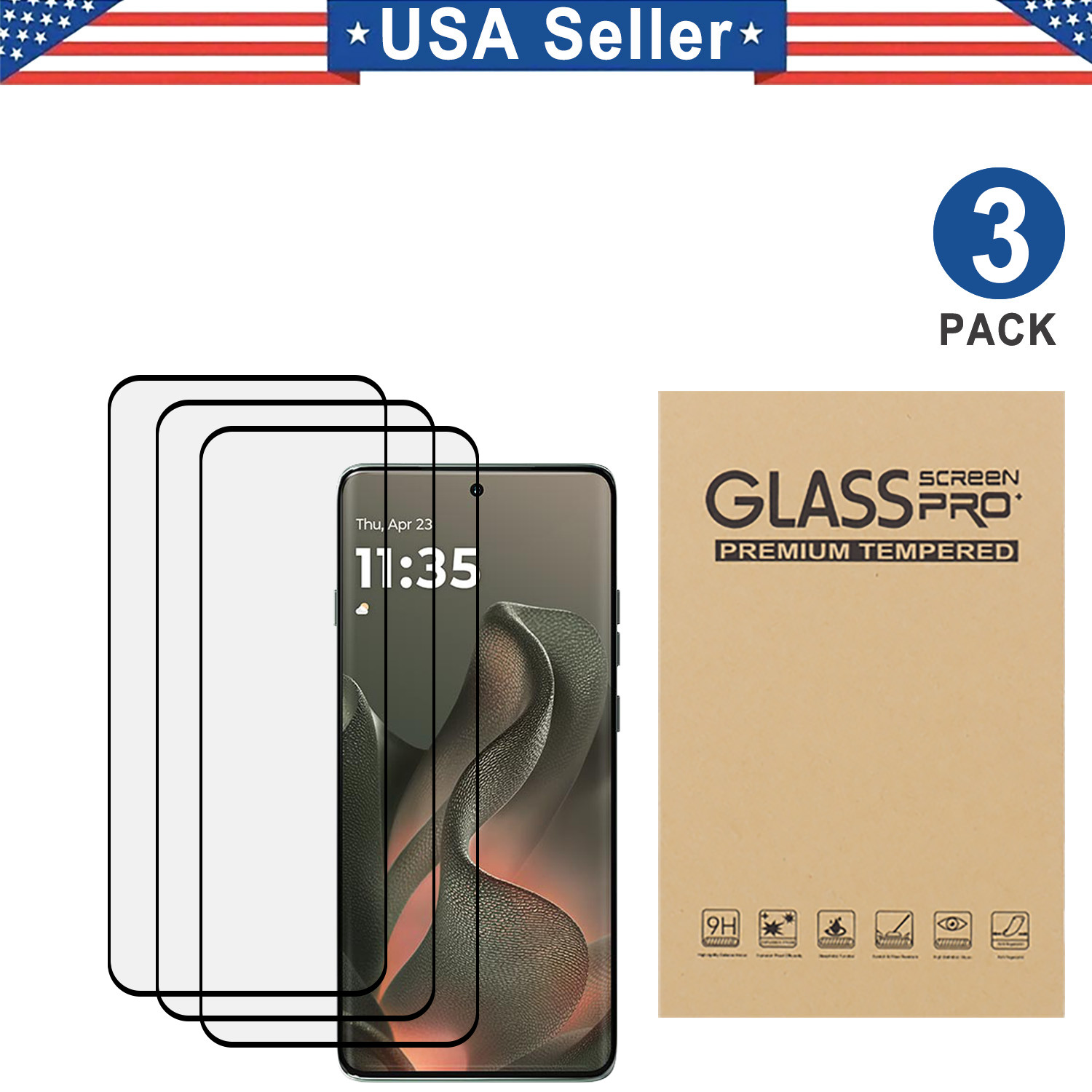3PK Tempered Glass Protector For Motorola Edge(2025) 3PK Tempered Glass Protector For Motorola Edge(2025)
