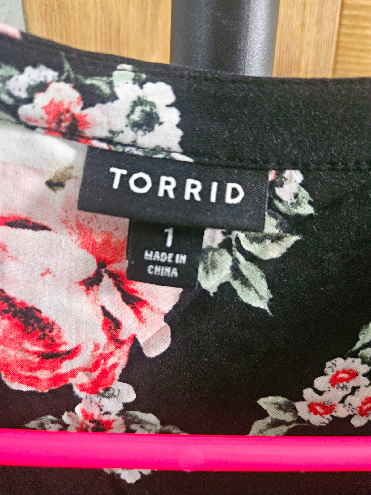 Torrid XL Floral Blouse Black Pink White Green Cotton Blend Long Sleeve Pullover