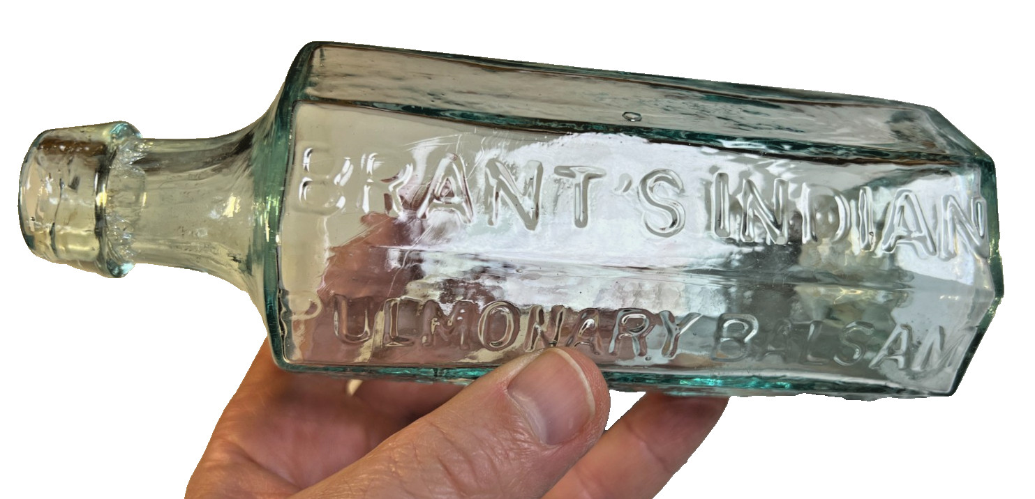 Antique 1850s Brant’s Indian Balsam New York NY NYC Pontil Bottle M.T. Wallace