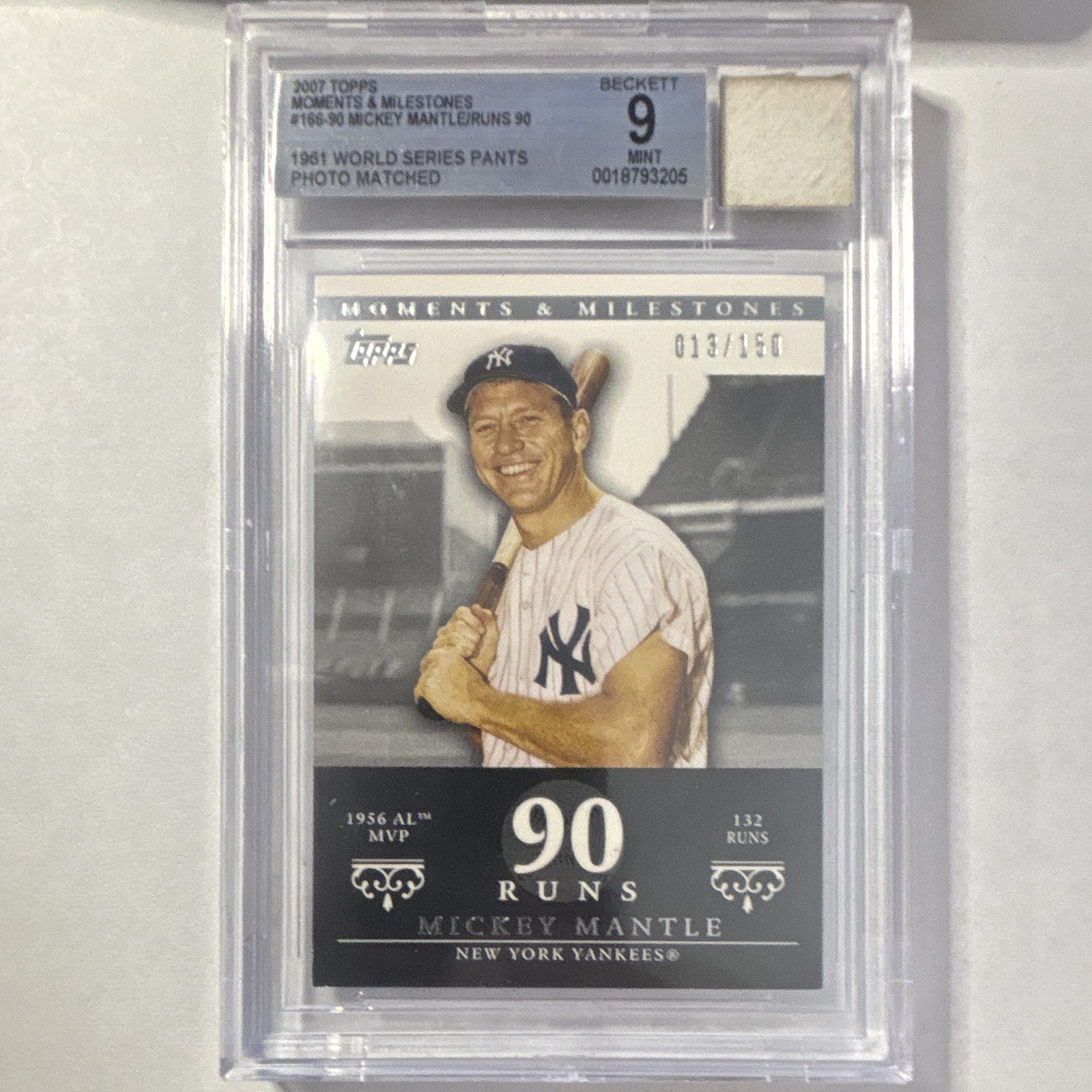 Topps 2007 Mickey Mantle World Series Pants #166 /150 BGS 9 Legendary Fusion Topps 2007 Mickey Mantle World Series Pants #166 /150 BGS 9 Legendary Fusion
