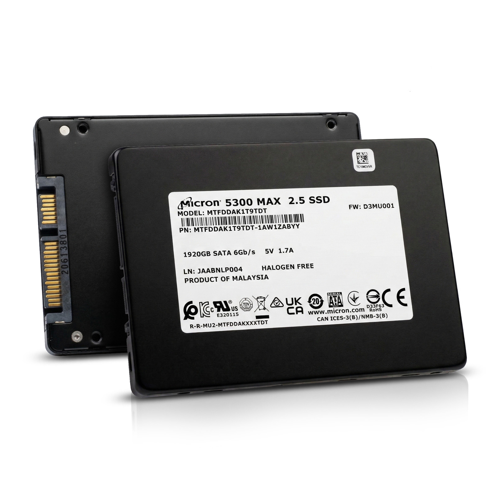 Micron 5300 MAX 1.92TB MTFDDAK1T9TDT SATA 6Gb/s 3D TLC 5 DWPD 2.5