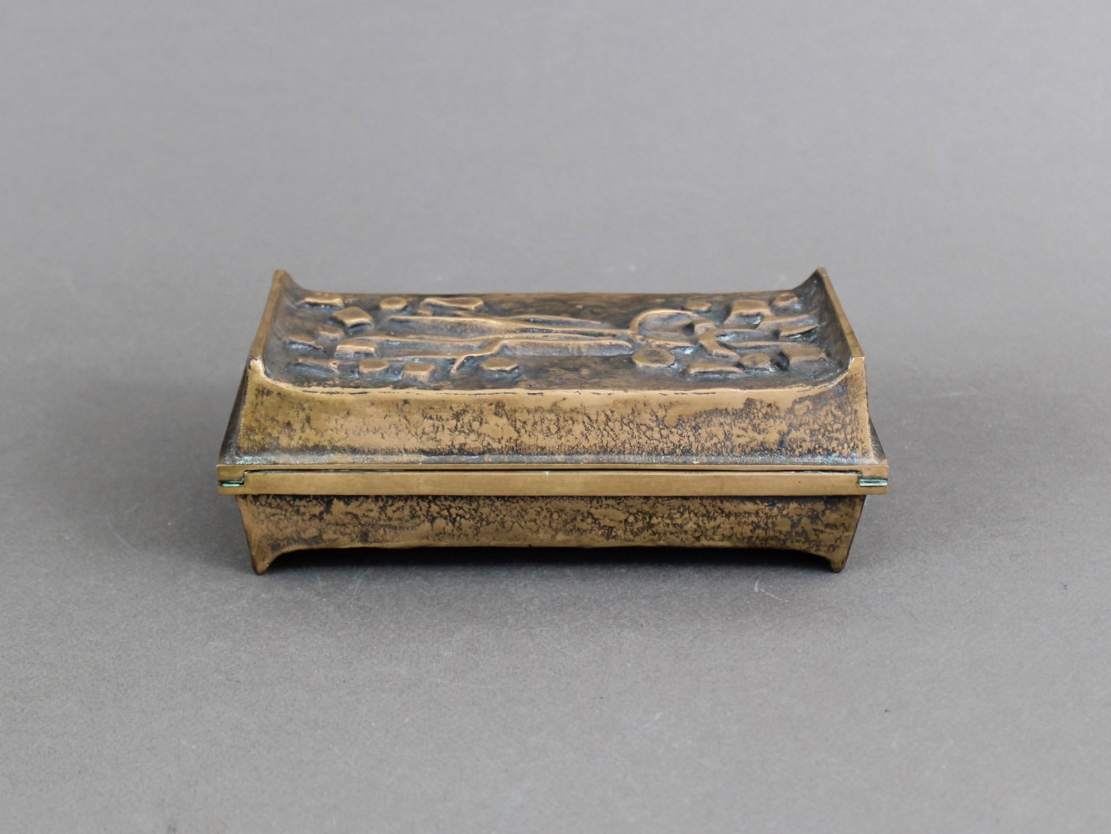 JACQUES LAUTERBACH Bronze Box Signed French Brutalist 1960s Vintage