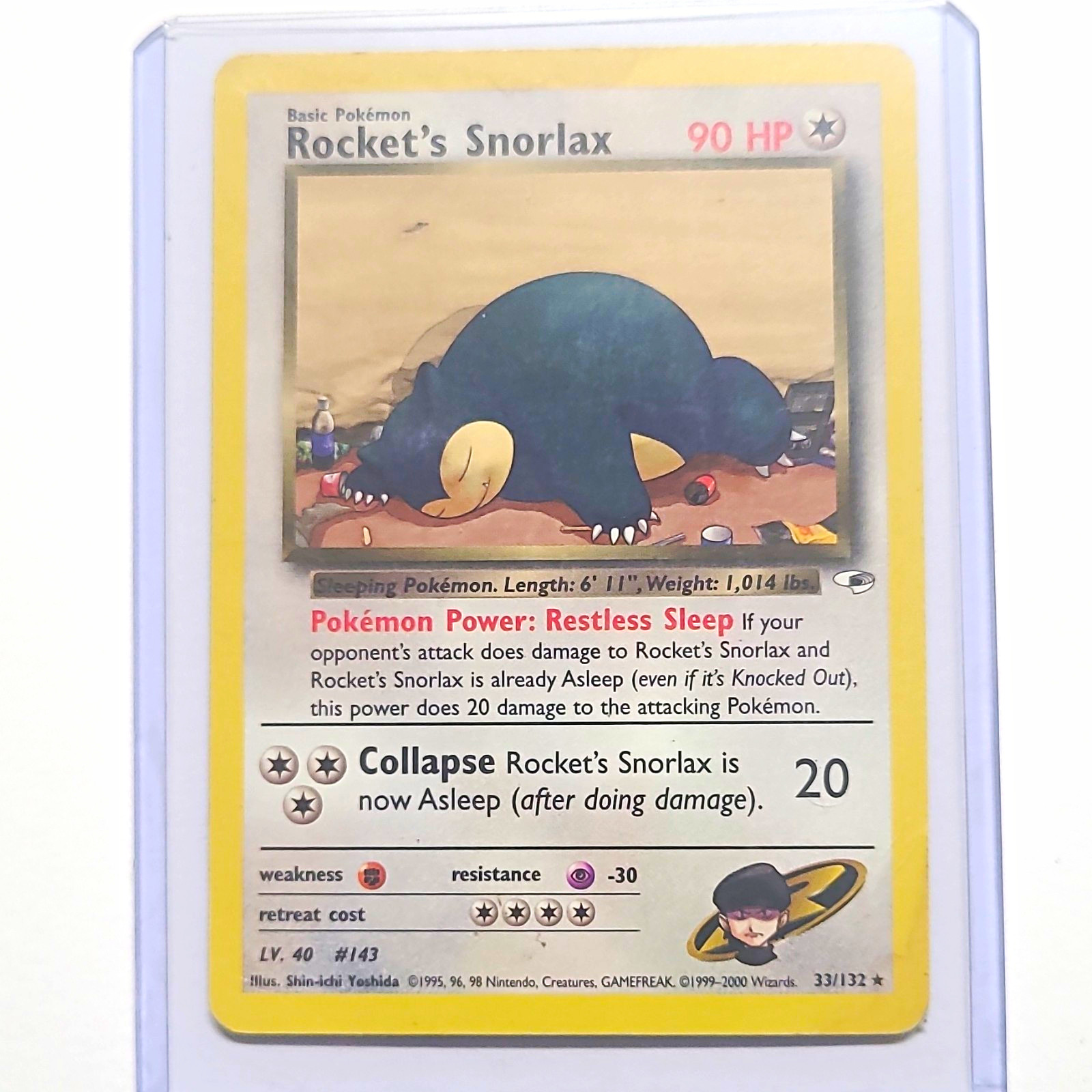Rocket\'s Snorlax Gym Heroes Rare Regular 90 HP 033/132 Unlimited English