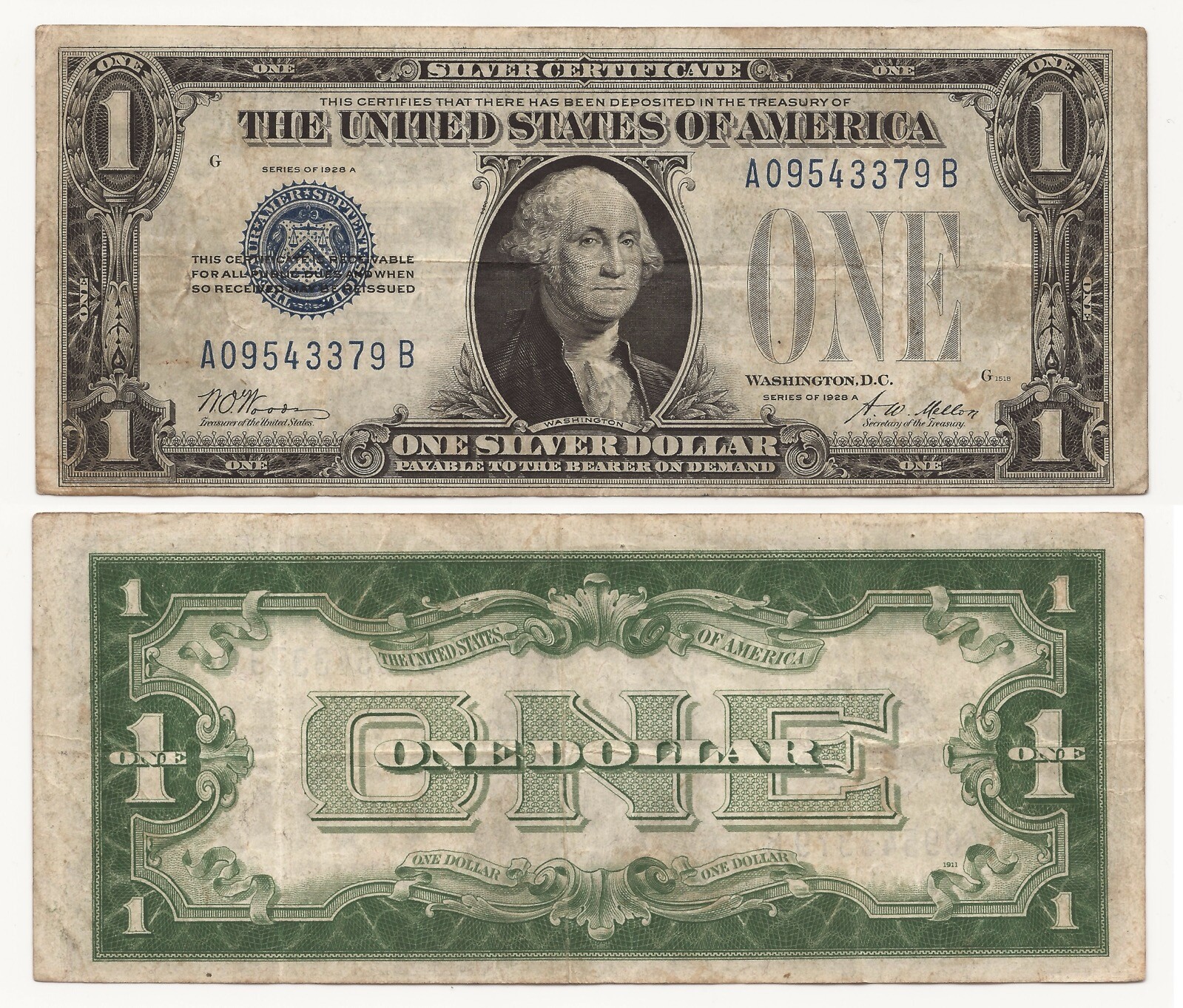1928-A $1 Dollar Bill Funny Back Silver Certificate Note GOOD / VERY GOOD