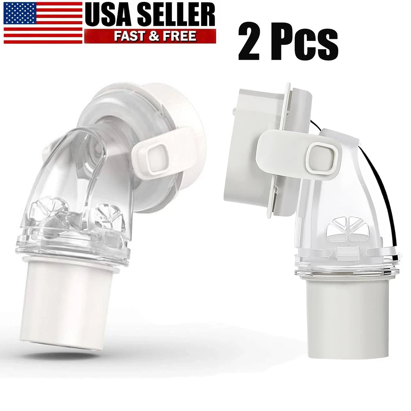 2 Pcs Resmed AirFit F20/F30 Replacement QuietAir Elbow for CPAP Mask
