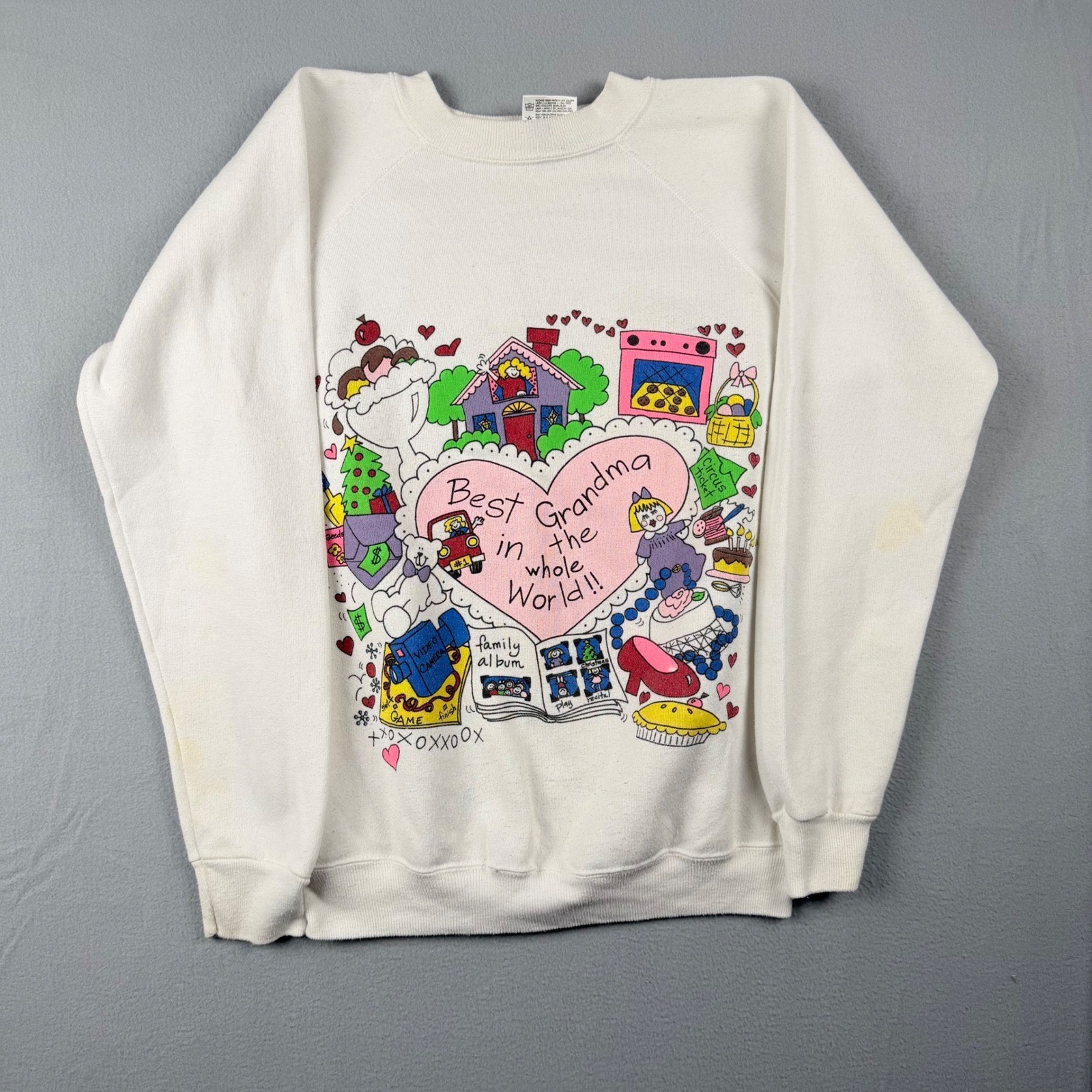 Vintage Hanes Sweatshirt Best Grandma in the Whole World White Mens Medium USA