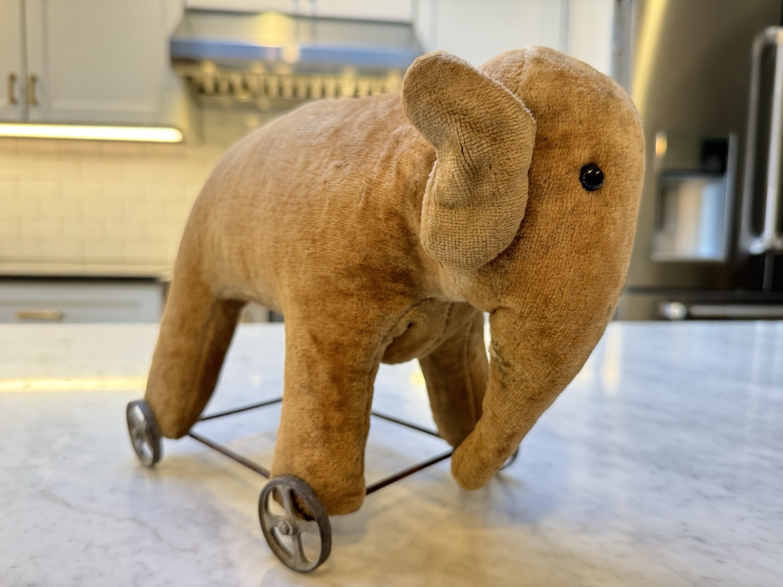 Antique German Mohair and Straw Elephant Pull Toy (Steiff/Bing?) 10\