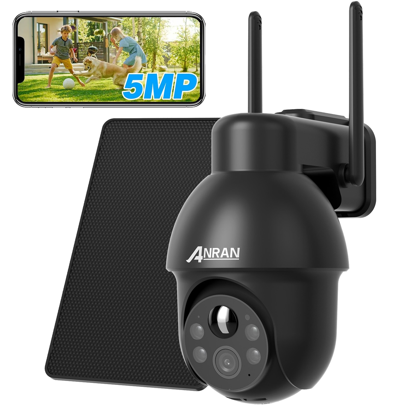 ANRAN Wireless 5MP Home Security Camera System Solar 360°PTZ Outdoor Home IP65