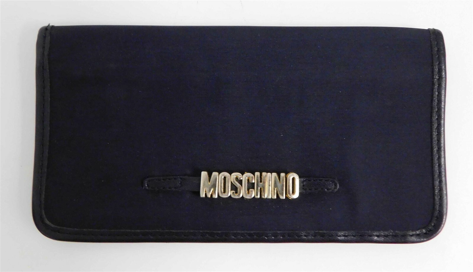 Moschino Redwall Italy Vintage Black Nylon Leather Checkbook Clutch Wallet Moschino Redwall Italy Vintage Black Nylon Leather Checkbook Clutch Wallet
