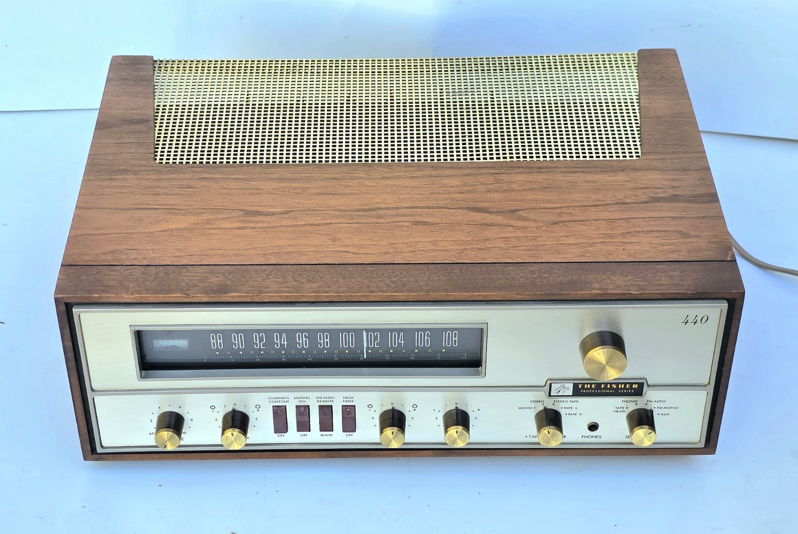 Vtg Fisher Stereo Transistor FM MPX Receiver 440-T W/Walnut Wooden Tested 