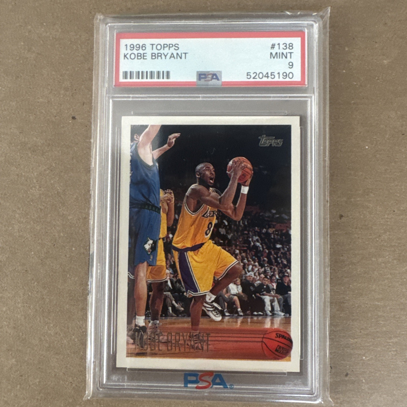 Topps 1996-97 Kobe Bryant Rookie #138 PSA 9 Mint Base Set Lakers NBA Topps 1996-97 Kobe Bryant Rookie #138 PSA 9 Mint Base Set Lakers NBA