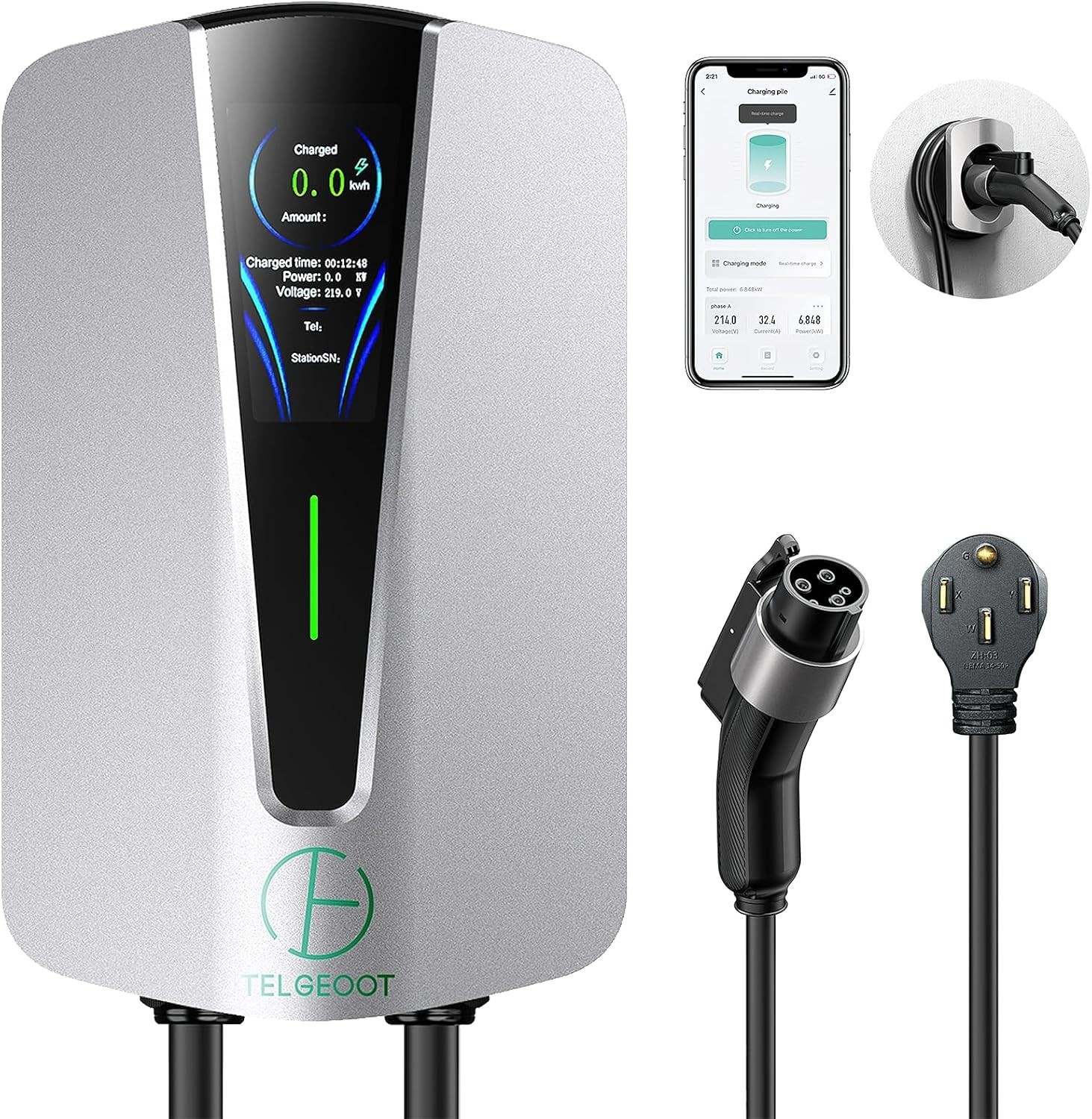 Level 2 EV Charger 48Amp, Indoor/Outdoor Electric Car Charger