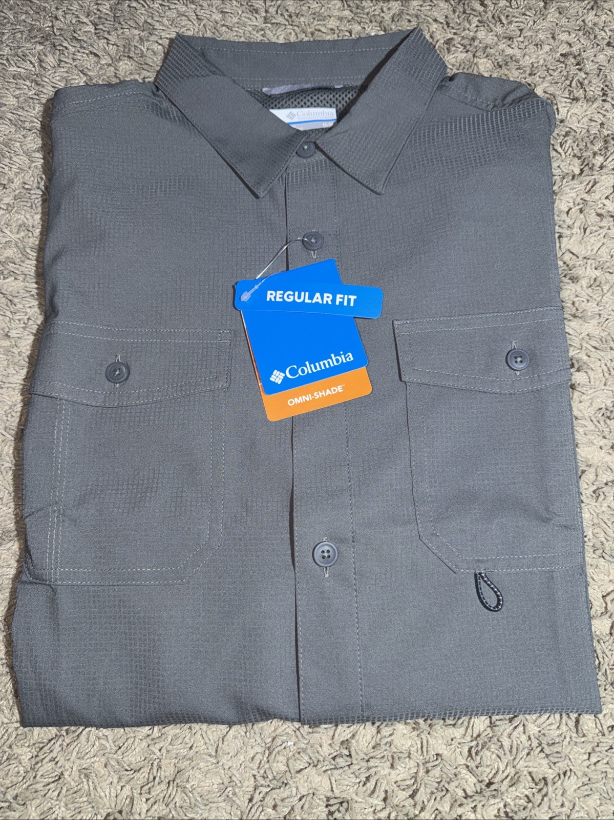 NEW Men\'s Columbia Omni-Shade James Bay Gray Long Sleeve Shirt Size Medium